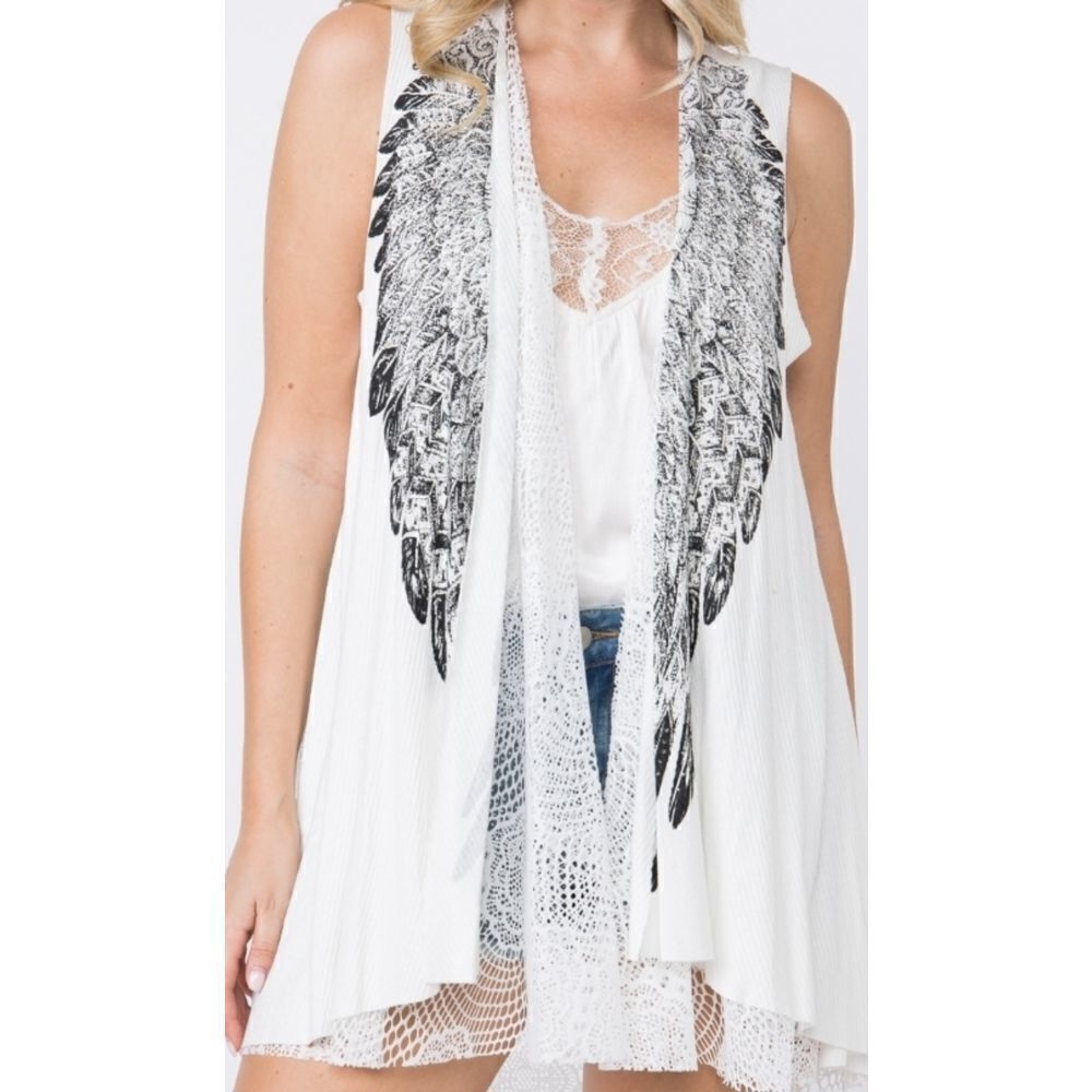 Vocal Lace Layer Angel Wings Tank Vest